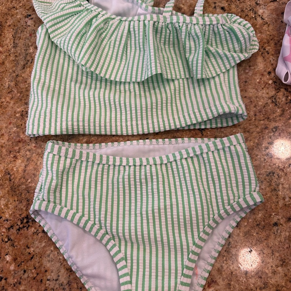 Bonnie Baby Mint and White Striped Swimsuit